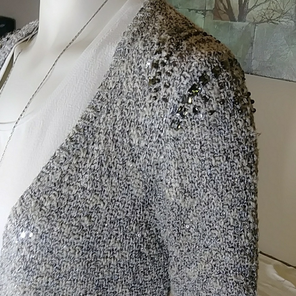 3 for $15 - Sz S Neutral, Sparkly Cardigan - Picture 2 of 7